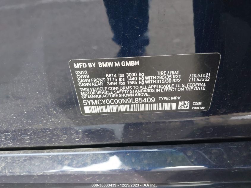 2022 BMW X6 M 5YMCY0C00N9L85409