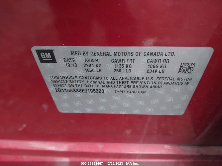 2014 CHEVROLET IMPALA LTZ - 2G1155S33E9195320