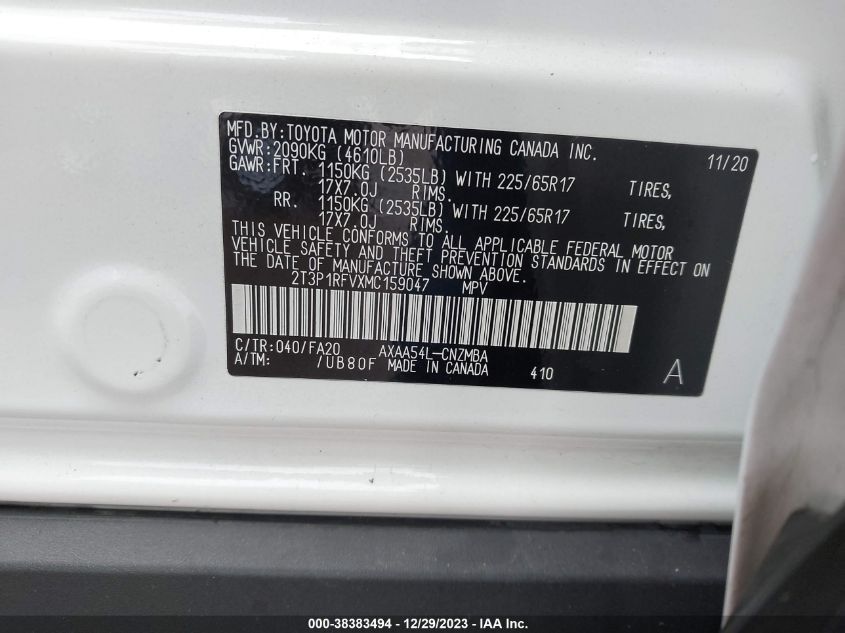 2021 TOYOTA RAV4 XLE/XLE PREMIUM - 2T3P1RFVXMC159047