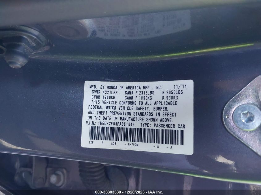 2015 HONDA ACCORD SPORT - 1HGCR2F55FA061043