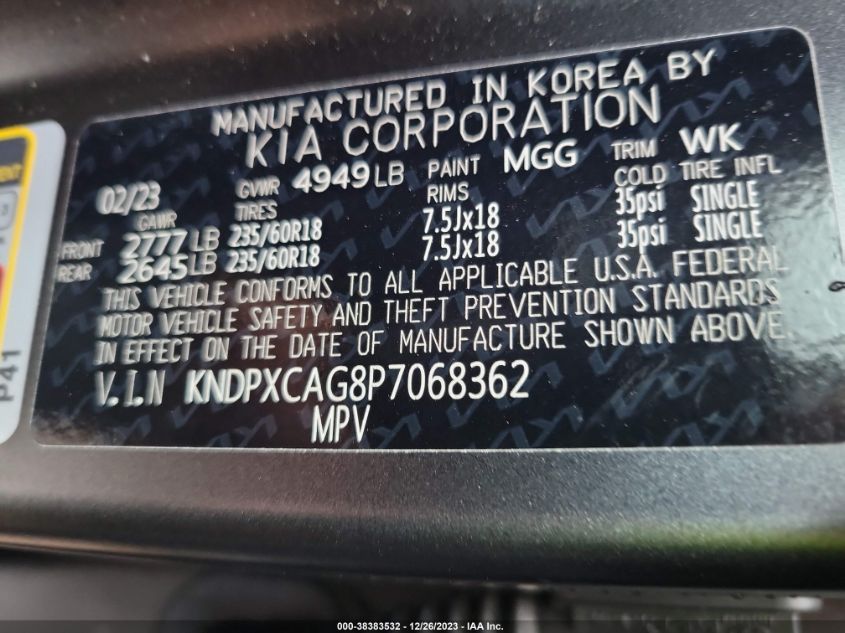 2023 KIA SPORTAGE HYBRID SX-PRESTIGE - KNDPXCAG8P7068362