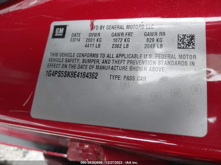 2014 BUICK VERANO LEATHER GROUP - 1G4PS5SK8E4184362