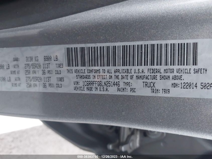 2020 RAM 1500 BIG HORN/LONE STAR - 1C6RRFFG6LN251446