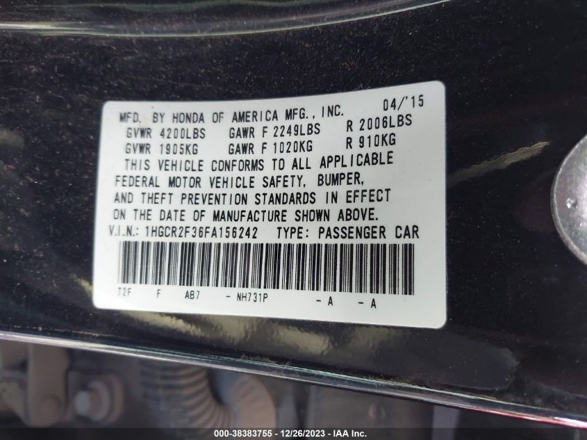 2015 HONDA ACCORD LX - 1HGCR2F36FA156242