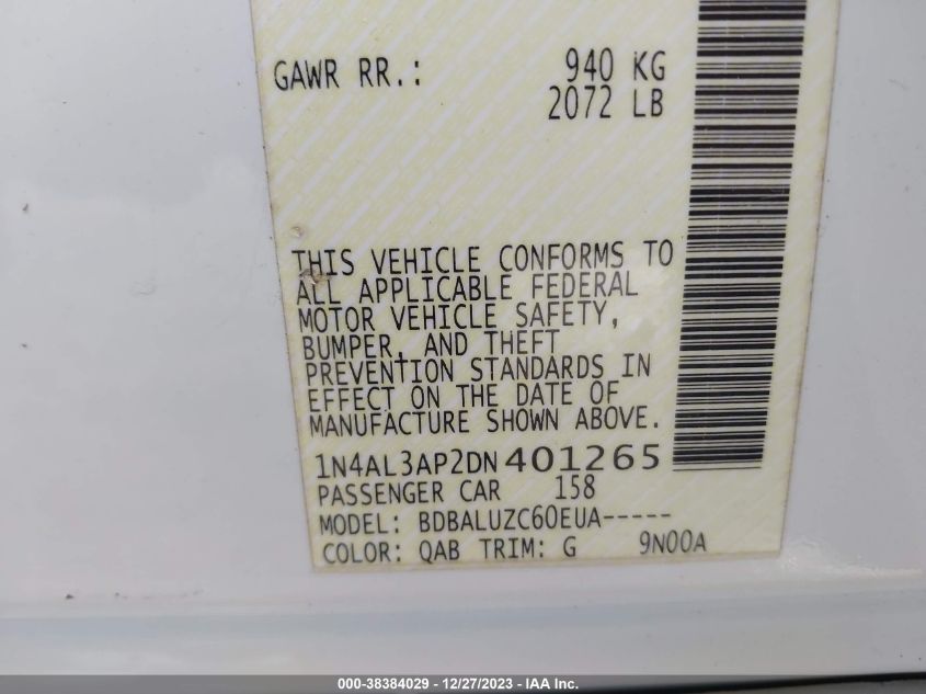 2013 NISSAN ALTIMA 2.5 SV - 1N4AL3AP2DN401265