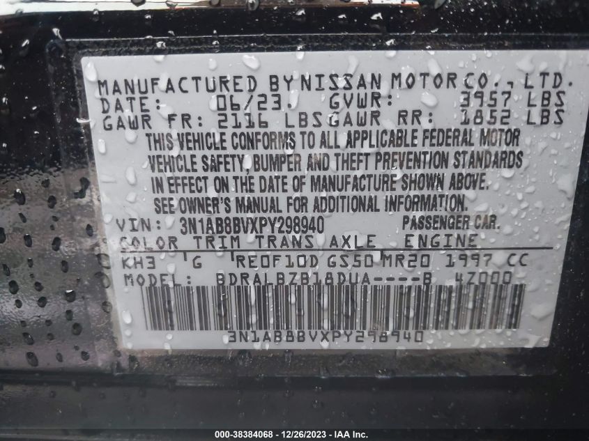 2023 NISSAN SENTRA SV - 3N1AB8CVXPY298940
