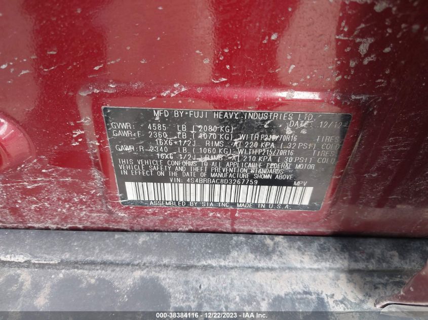 2013 SUBARU OUTBACK 2.5I - 4S4BRBAC8D3267759