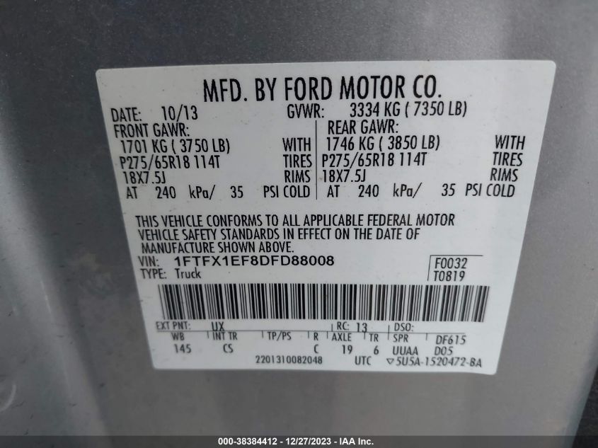 2013 FORD F-150 STX - 1FTFX1EF8DFD88008