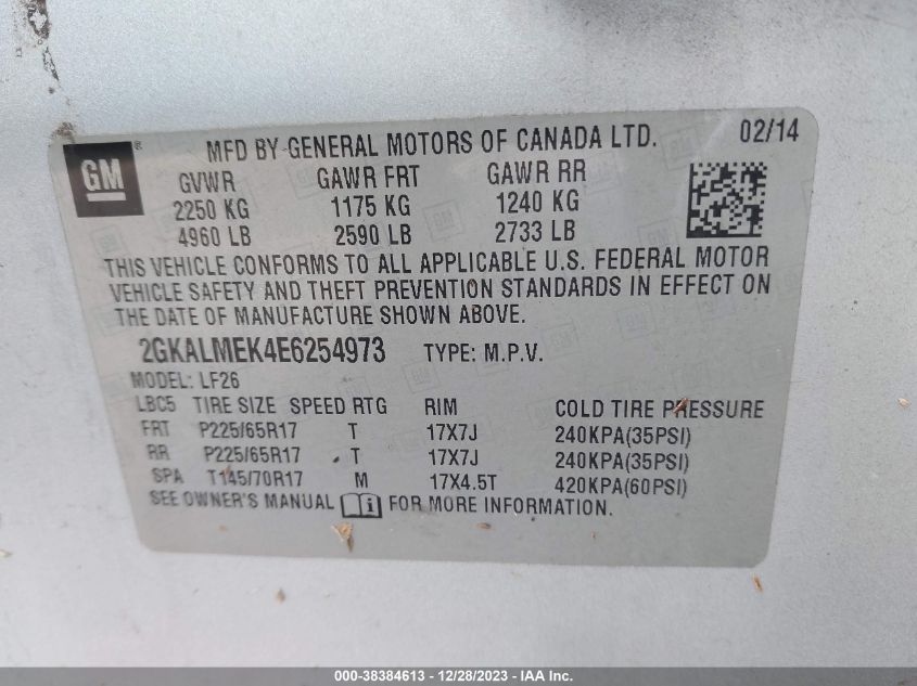2014 GMC TERRAIN SLE - 2GKALMEK4E6254973
