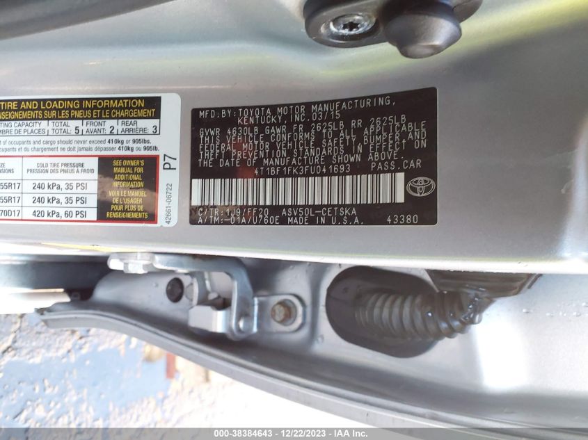 2015 TOYOTA CAMRY SE - 4T1BF1FK3FU041693