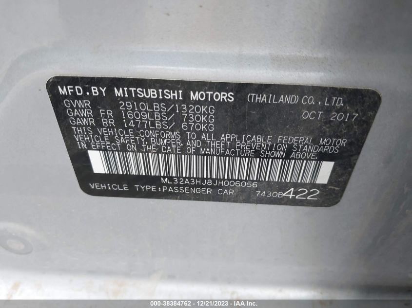 VIN ML32A3HJ8JH006056 2018 MITSUBISHI MIRAGE no.9