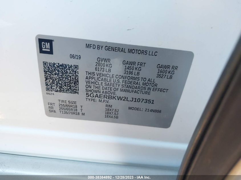 2020 BUICK ENCLAVE ESSENCE - 5GAERBKW2LJ107351