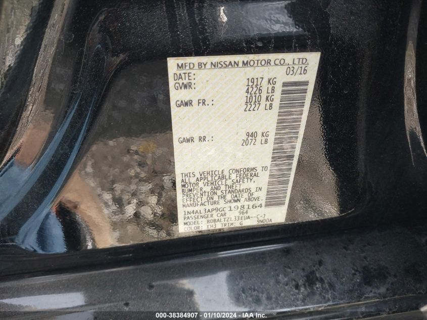 2016 NISSAN ALTIMA 2.5 SL - 1N4AL3AP9GC198164