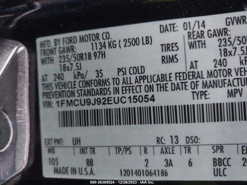 2014 FORD ESCAPE TITANIUM - 1FMCU9J92EUC15054