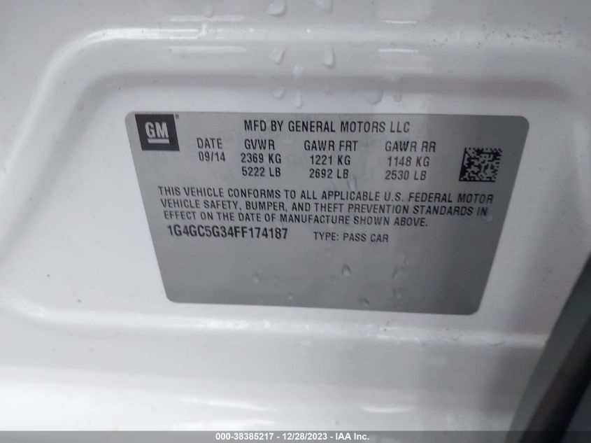2015 BUICK LACROSSE LEATHER - 1G4GC5G34FF174187