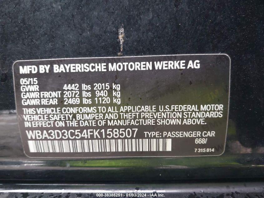 2015 BMW 328D - WBA3D3C54FK158507