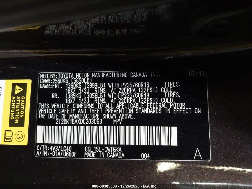 2013 LEXUS RX 350 - 2T2BK1BAXDC203063