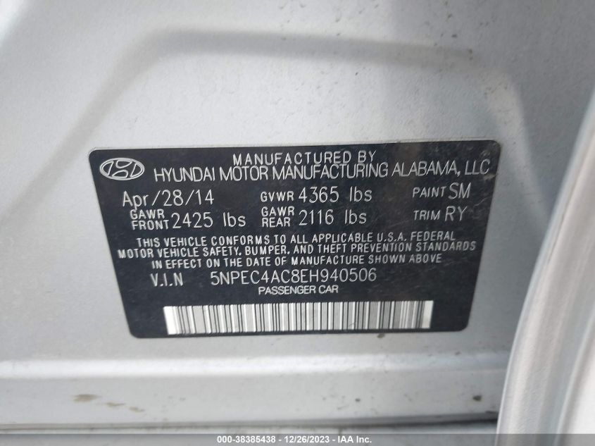 2014 HYUNDAI SONATA LIMITED - 5NPEC4AC8EH940506