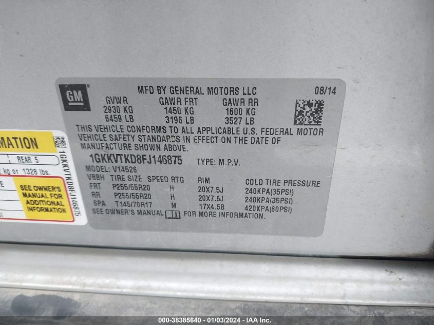 2015 GMC ACADIA DENALI - 1GKKVTKD8FJ146875