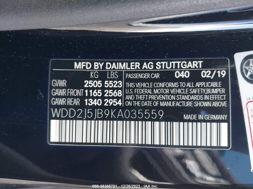 2019 MERCEDES-BENZ CLS 450 - WDD2J5JB9KA035559