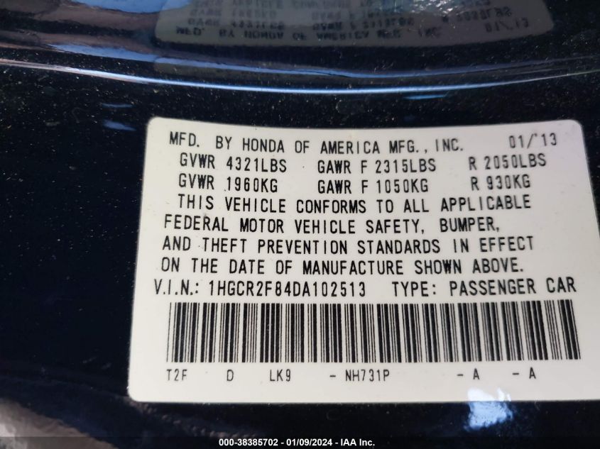 2013 HONDA ACCORD EX-L - 1HGCR2F84DA102513