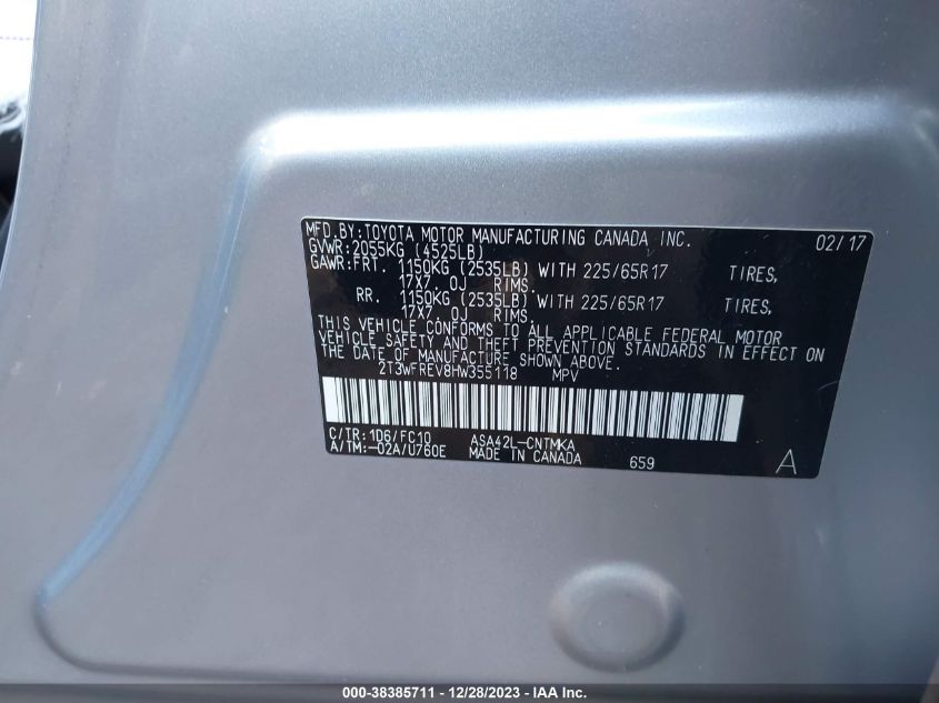 2017 TOYOTA RAV4 XLE - 2T3WFREV8HW355118