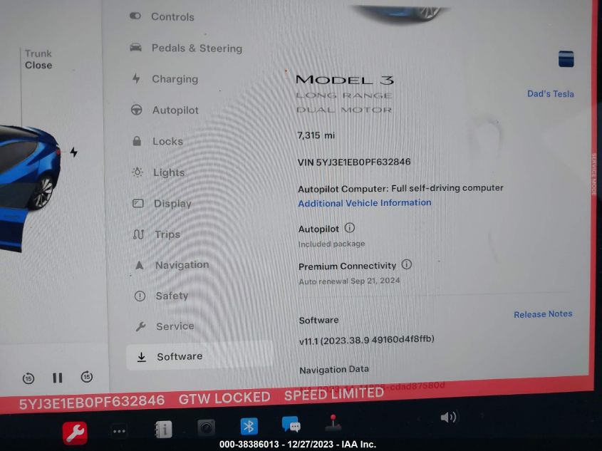 2023 TESLA MODEL 3 - 5YJ3E1EB0PF632846