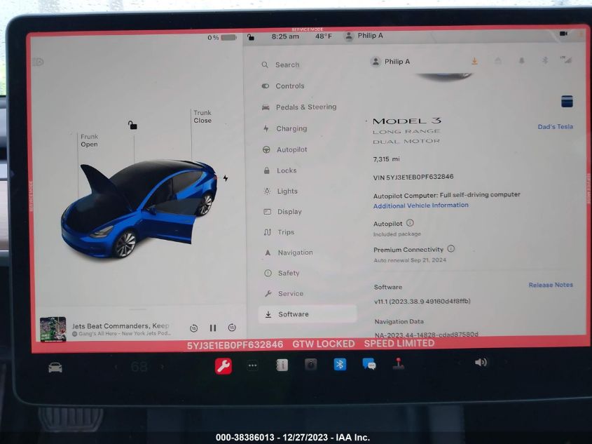 2023 TESLA MODEL 3 - 5YJ3E1EB0PF632846