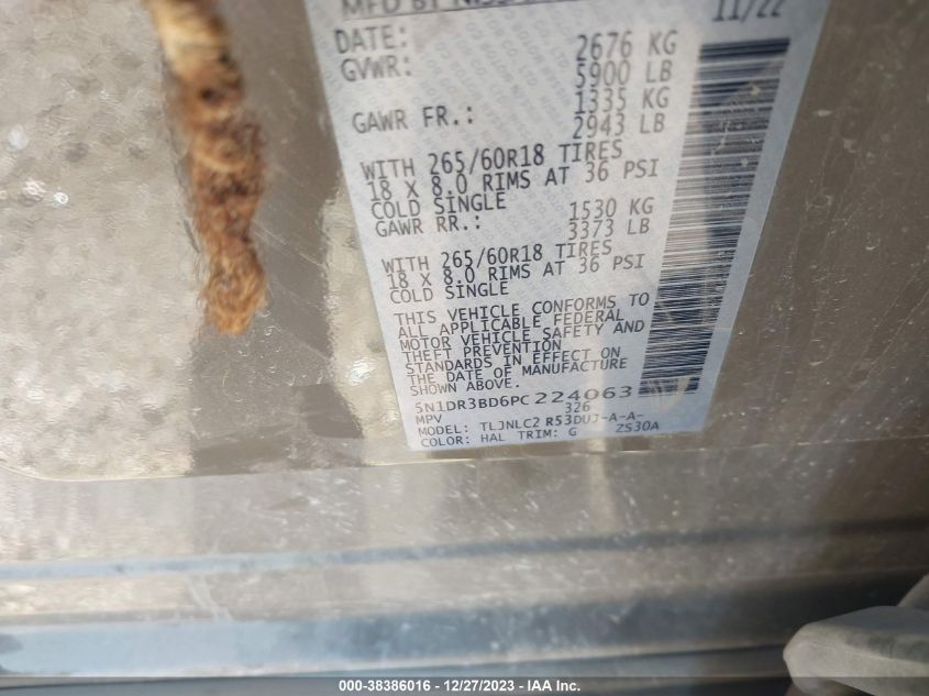 2023 NISSAN PATHFINDER SV - 5N1DR3BD6PC224063
