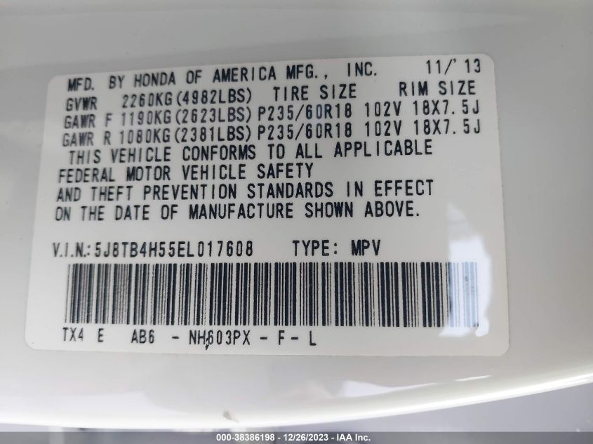 2014 ACURA RDX - 5J8TB4H55EL017608