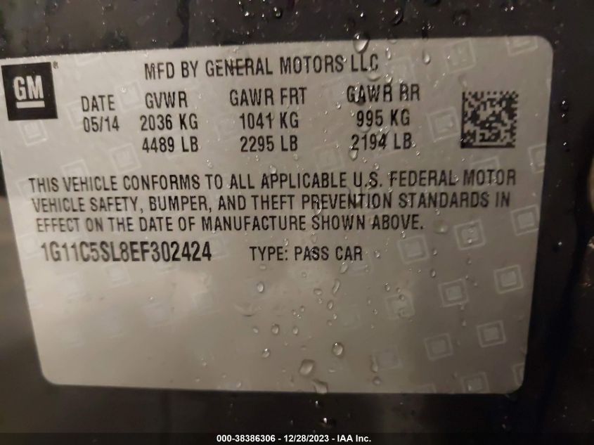 2014 CHEVROLET MALIBU 1LT - 1G11C5SL8EF302424