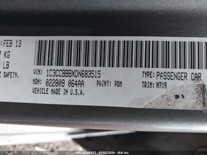2013 CHRYSLER 200 TOURING - 1C3CCBBBXDN683515