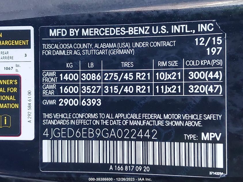 2016 MERCEDES-BENZ GLE 450 AMG COUPE 4MATIC 4JGED6EB9GA022442