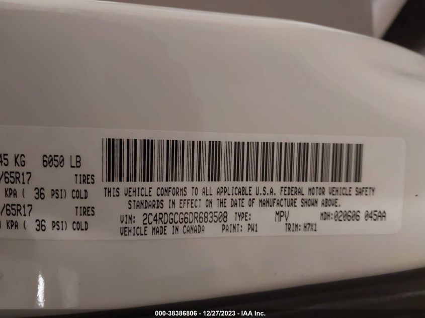2013 DODGE GRAND CARAVAN SXT - 2C4RDGCG6DR683508