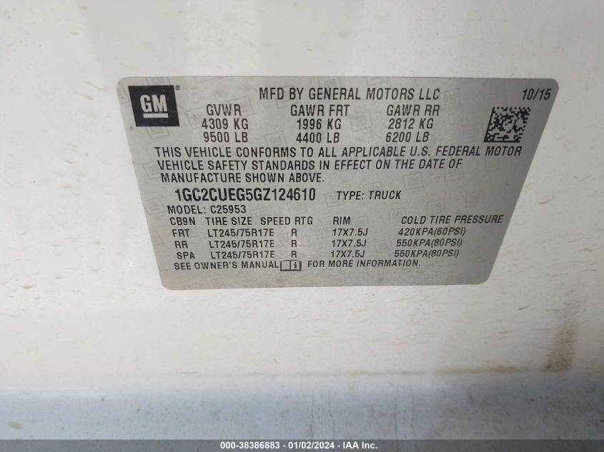 2016 CHEVROLET SILVERADO 2500HD WT - 1GC2CUEG5GZ124610