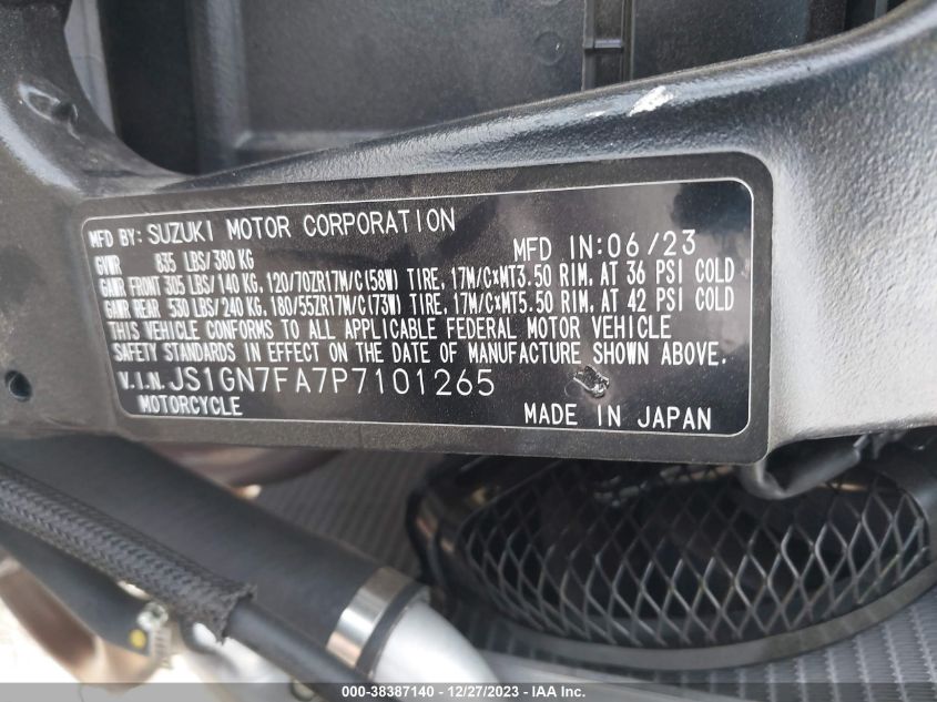 2023 SUZUKI GSX-R600 - JS1GN7FA7P7101265