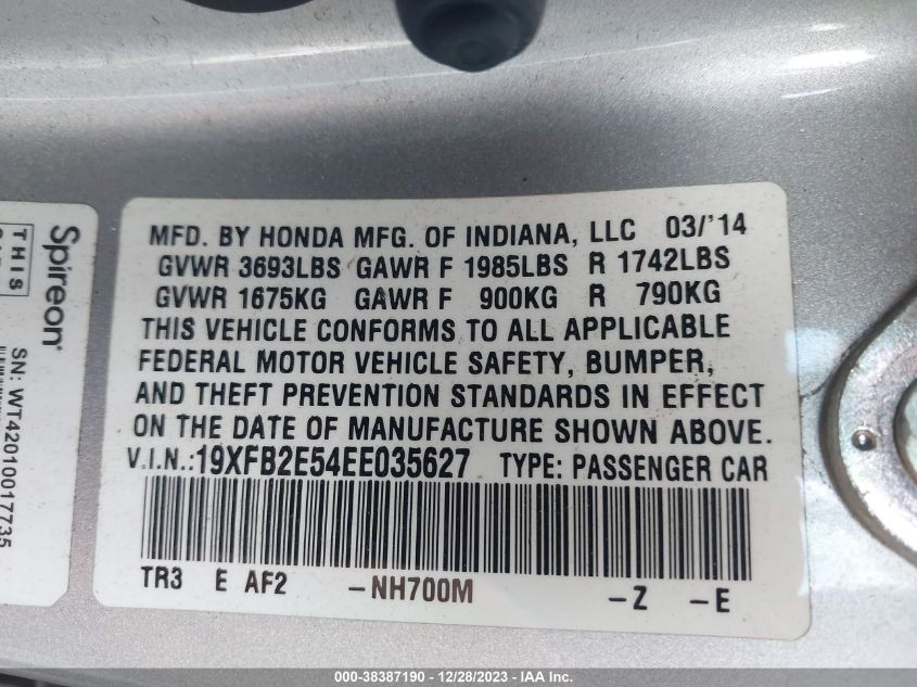 2014 HONDA CIVIC LX - 19XFB2E54EE035627