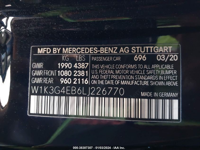 2020 MERCEDES-BENZ A 220 - W1K3G4EB6LJ226770