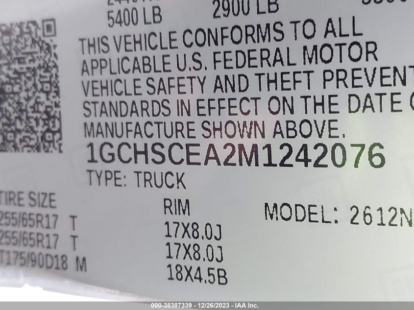 2021 CHEVROLET COLORADO 2WD  LONG BOX LT - 1GCHSCEA2M1242076