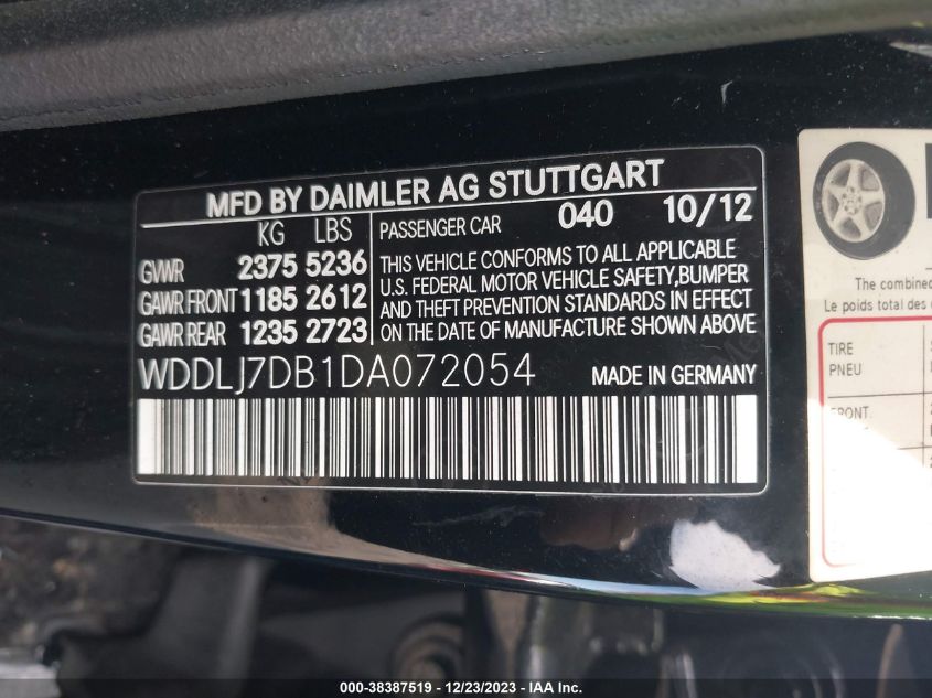 2013 MERCEDES-BENZ CLS 550 550 WDDLJ7DB1DA072054