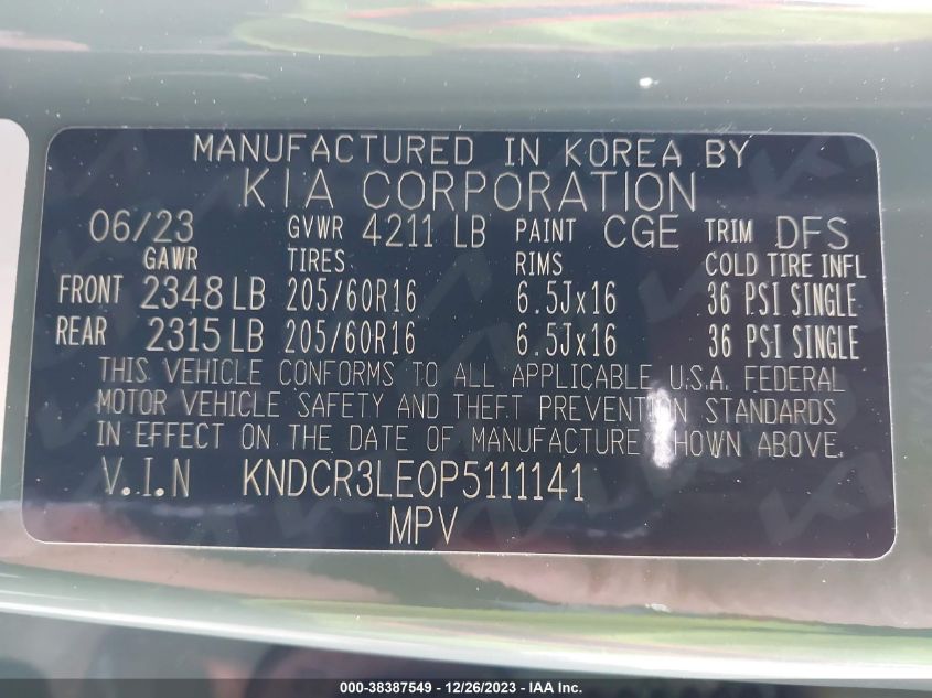2023 KIA NIRO EX - KNDCR3LE0P5111141