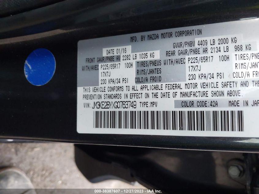 2016 MAZDA CX-5 SPORT - JM3KE2BYXG0763749