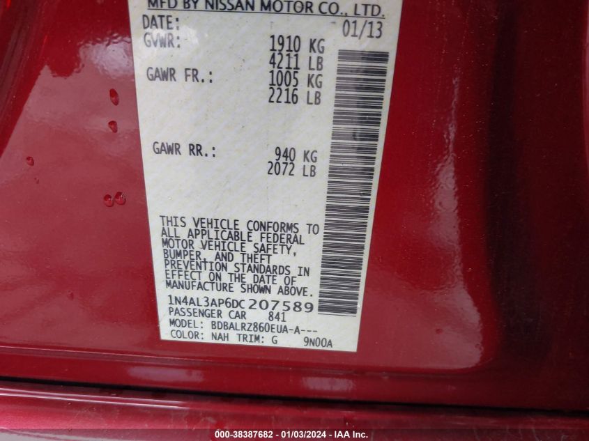 2013 NISSAN ALTIMA 2.5 S - 1N4AL3AP6DC207589