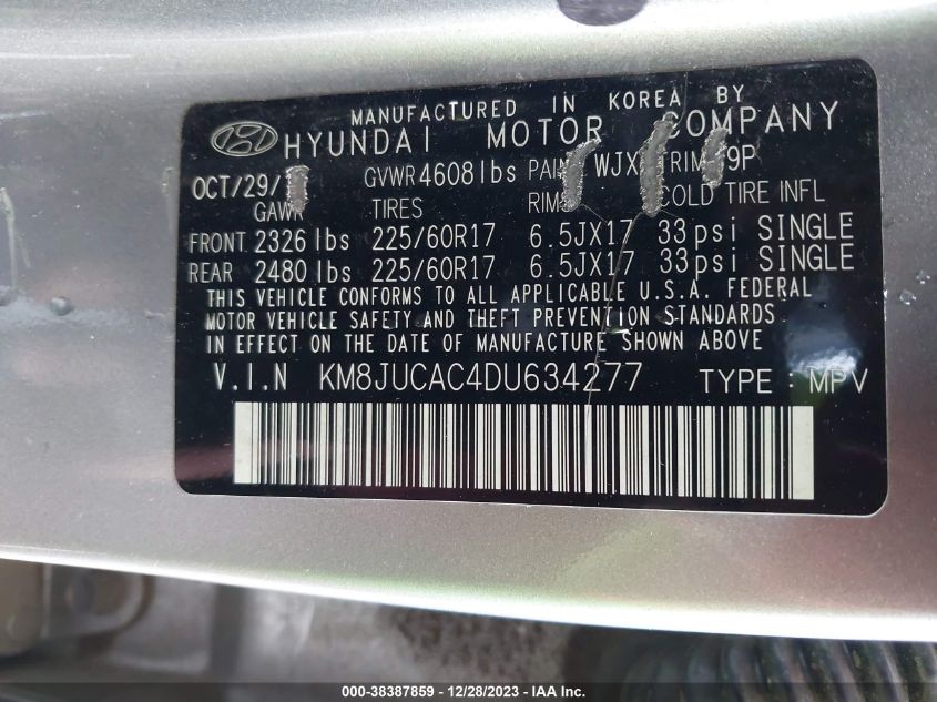 2013 HYUNDAI TUCSON GLS - KM8JUCAC4DU634277