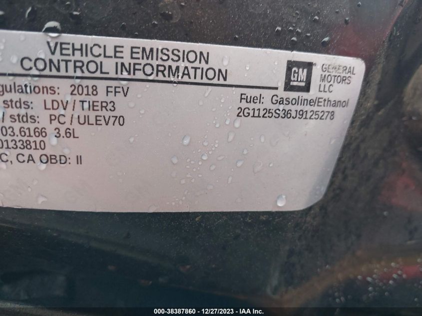 2018 CHEVROLET IMPALA PREMIER - 2G1125S36J9125278