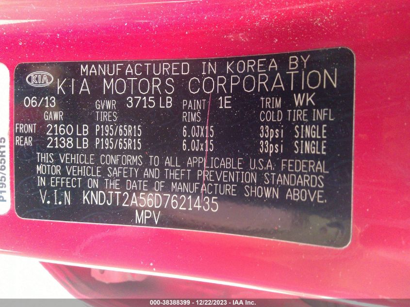 2013 KIA SOUL - KNDJT2A56D7621435