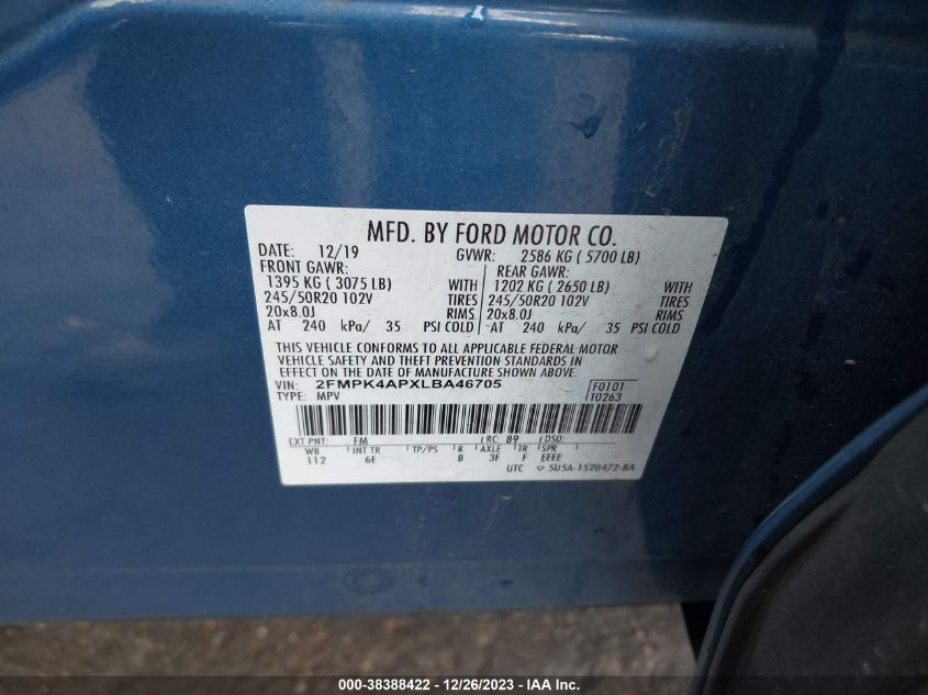2020 FORD EDGE ST - 2FMPK4APXLBA46705