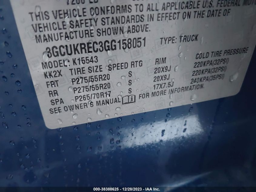 2016 CHEVROLET SILVERADO 1500 1LT - 3GCUKREC3GG158051