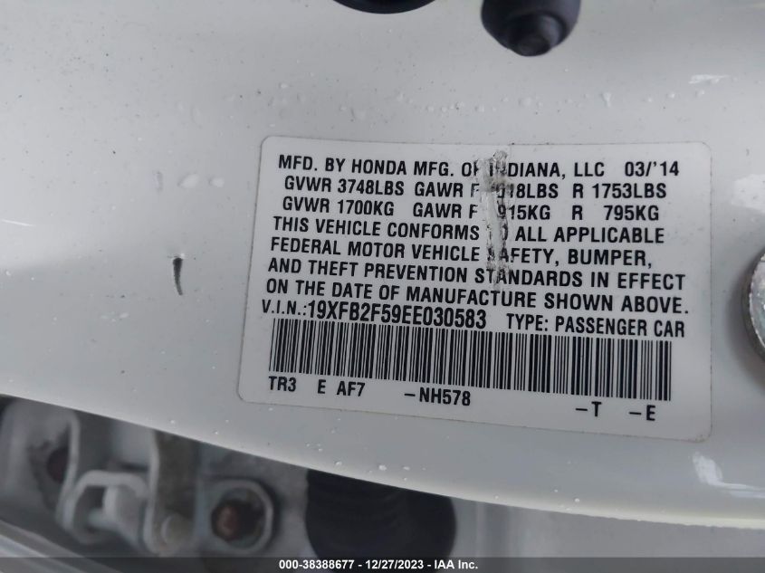 2014 HONDA CIVIC LX - 19XFB2F59EE030583