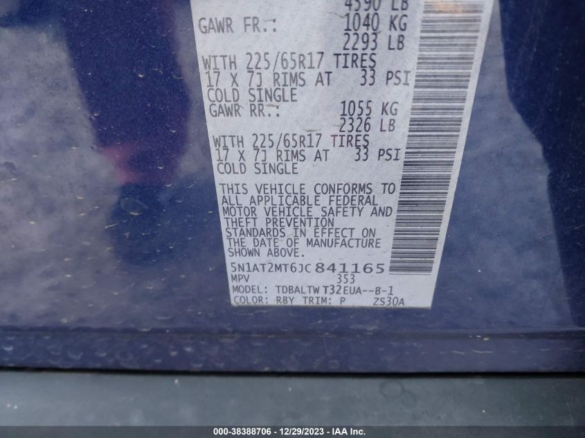2018 NISSAN ROGUE SV - 5N1AT2MT6JC841165